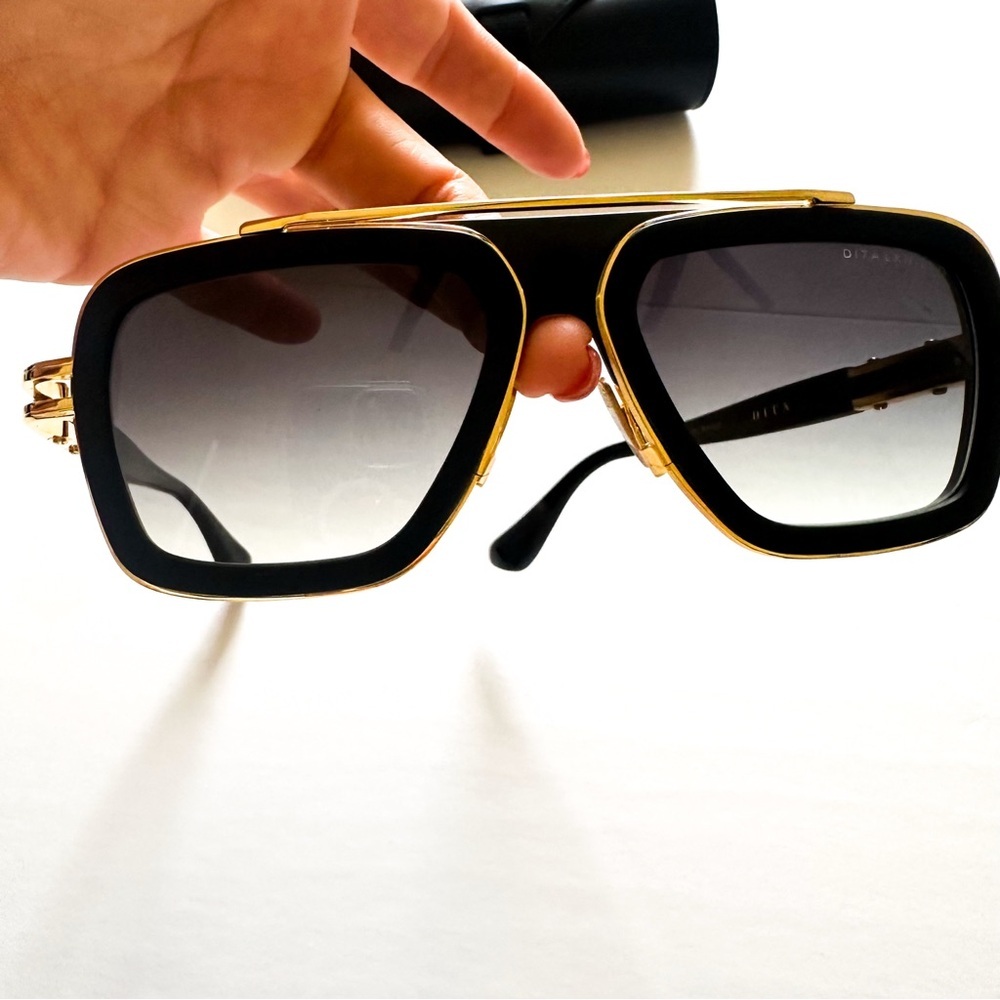 Dita LXN-EVO Luxury Eyewear Matte Black Yellow Gold Navigator Men's Sunglasses - Picture 11 of 15